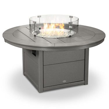 POLYWOOD 48-Inch Round Propane Fire Pit Table - Slate Grey